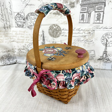 Longaberger 1993 Mothers Day Basket with Painted Lid, Liner + Protector 8.5x8x6 picture