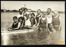 funny girls and boys in swimsuit, boat, hair net, Vintage Photograph, 1920'   picture