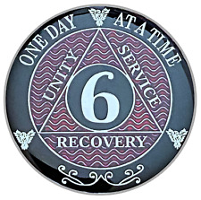 AA 6 Year Coin, Silver Color Plated Medallion, Alcoholics Anonymous Coin picture