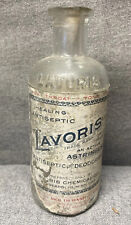 Antique LAVORIS CHEMICAL Co Embossed Paper Label Mouthwash Healing Bottle picture