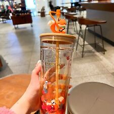 Starbucks Autumn fox Maple Leaf Cup Tumbler Straw Double Glass Set picture