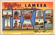 Vintage 1939 Lamesa TEXAS Large Letter Postcard Multi-View Curteich Linen Unused picture