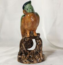7” Vintage Parrot Figurine Flower Frog, Glazed Ceramic Art Pottery, Decorative❤️ picture