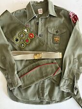 Vintage 1960s Boy  Scout BSA Uniform Shirt Patches, Sash, Hat And Belt-Oregon picture