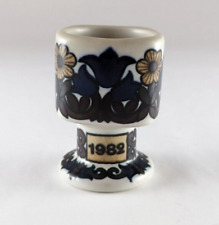 Vintage Arabia Finland Egg Cup Annual 1982 Footed Blue Gold Floral picture