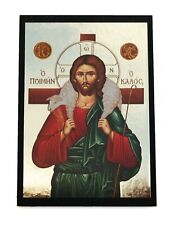 Greek Russian Orthodox Lithograph Wooden Icon Christ Good Shepherd 10x7cm picture