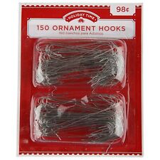 NWT 150 Silver Christmas Ornament Hooks Tree Hangers Large Metal Holiday Time picture