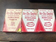 3 PK--Vintage An-Du-Septic No 1401  Binney-Smith White Dustless Chalk 12 Sticks  picture