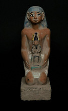 Ancient EGYPTIAN ANTIQUES the Priest Pefi Holding STATUE of Osiris EGYPT Stone B picture