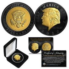 DONALD TRUMP '20 Keep America Great BLACK RUTHENIUM 24K GOLD Medallion Coin wBOX picture