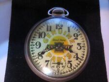 1940s 16s Pocket Watch Chevrolet Auto Service Ad Theme Dial & Case Working. picture