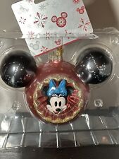 DISNEY Minnie Mouse Double Sided Glass Sunburst ICON Mickey Ear Ornament NWT picture