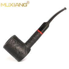 Freehand Briar Poker Pipe Curved Acrylic Stem Handmade Sandblasted Tobacco Pipe  picture