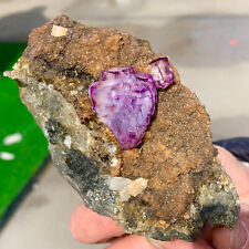 347G  Natural purple cubic fluorite crystal cluster mineral sample picture