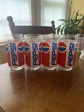4 Vintage Pepsi Glassware Old School Wide Mouth 5.5