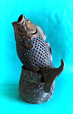 Vintage Solid Bronze Koi Fish Statue picture
