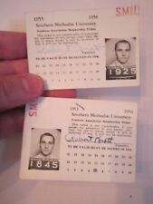 1953 AND 1955 SOUTHERN METHODIST UNIVERSITY STUDENT'S MEMBER CARDS -  BBA-30 picture