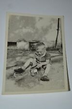 Vintage Child Playing In Sand Coffee Can Danger GAS Shut Off Valve Photo Rare picture