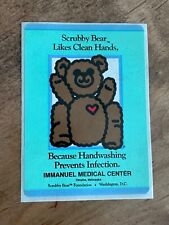 Vintage Sticker Scrubby Bear Likes Clean Hands Handwashing Prevents Infection picture