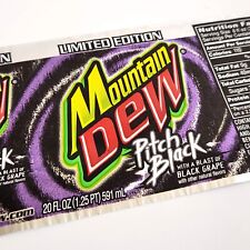 Rare Mountain Mtn Dew Pitch Black 20oz Bottle Label - First Year Limited Edition picture