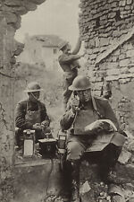 Old 4X6 Photo, World War I  Soldiers manning a portable trench phone 5111975 picture
