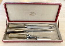 LAMSON Carving Set 3-Piece Stag Antler Handles with Box Antique 1930s picture
