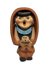 Vintage ethnic Handmade Folk Art Wooden Dolls Mother with Baby 5