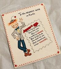 FUNNY Vintage 1947 Hallmark Hank Valentine's Day Card From husband to Wife picture