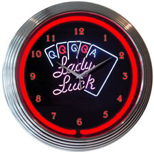 LADY LUCK NEON CLOCK Sign Lamp Light picture