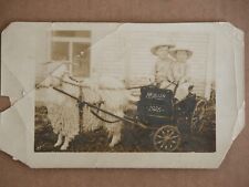 RPPC Postcard Photo Vtg 1920s Goat Cart Riders Kids McAllen 1926 picture