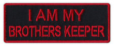 Motorcycle Jacket Embroidered Patch - I Am My Brother's Keeper (Black/Red) picture