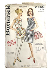 Butterick 2749 Apron Mini and Knee Length Sleeveless Pockets Bias Trim One Size picture