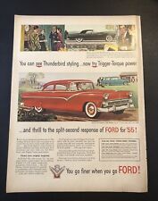 1950’s Ford Fairlane Club Sedan & Thunderbird Car Automobile Magazine Ad picture
