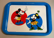 Vintage 1974 Mickey Mouse And Minnie Serving Tray Platter Walt Disney Blue picture