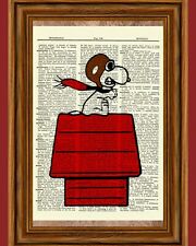 Snoopy Red Baron Charlie Brown Dictionary Art Print Peanuts Gift Fighter Pilot picture