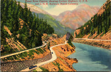 Vintange Linen Postcard Fraser River Canyon CPR CNR Railways BC British Colimbia picture
