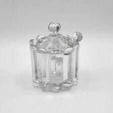 Vintage Heisey Glass Style Salt Cellar Mustard Jar with Spoon picture