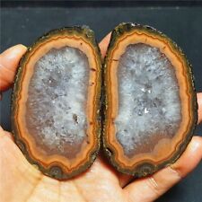 RARE1 pair 226g Natural rough Warring States Red Agate Crystal Healing  39X60 picture