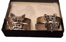 Vintage Metzke Signed Butterfly Napkin Rings MCM in Original Box picture