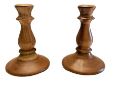 Candle Stick Holders 2 Wood Turned Handcrafted Signed & Dated 1979 6