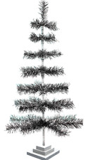 36'' Black/Silver Christmas Tree Tinsel Feather Style Holiday Tree 3FT Table-Top picture