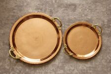 Handmade Copper Serving Tray, Round Tray, Large Tray, Vintage Tray, Decorative picture