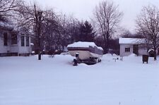 Snowy Yard House Boat Covered Blanketed in Snow #2 1979 70s Vintage 35mm Slide picture