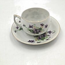 VintageTea Cup and Saucer Eggshell China Sweet Violets Hand  Painted Ew4/455V picture