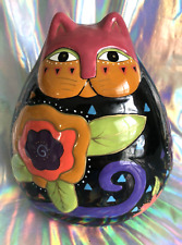 Laurel Burch for Ganz Cat Figurine Floral Design Mint Condition Never Displayed picture