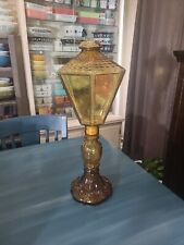 Vintage Amber Glass Lattern Decanter 19.5 