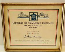 Rare Vintage La Petite Marmite Restaurant  U.S.Chamber of Commerce Certificate  picture