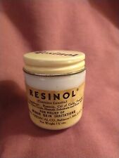 Vintage Resinol Medicinal Skin Ointment Milk Glass Jar Paper Label 1970s picture