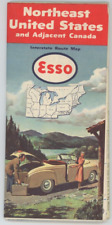 1951 Esso Standard Oil Oil Northeast United States Canada Road Map Travel Tour picture