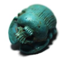 ZURQIEH -AD12865- ANCIENT EGYPT , NEW KINGDOM FAIENCE BUTTON SCARAB. 1400 B.C picture